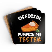 Load image into Gallery viewer, Official Pumpkin Pie Tester Corkwood Coaster Set