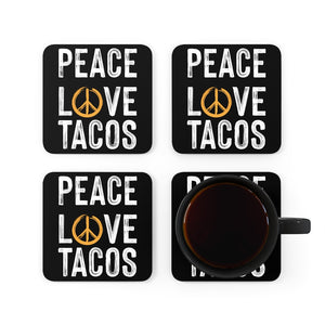 Peace Love Tacos Corkwood Coaster Set