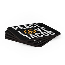 Load image into Gallery viewer, Peace Love Tacos Corkwood Coaster Set