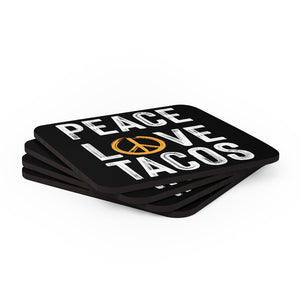 Peace Love Tacos Corkwood Coaster Set